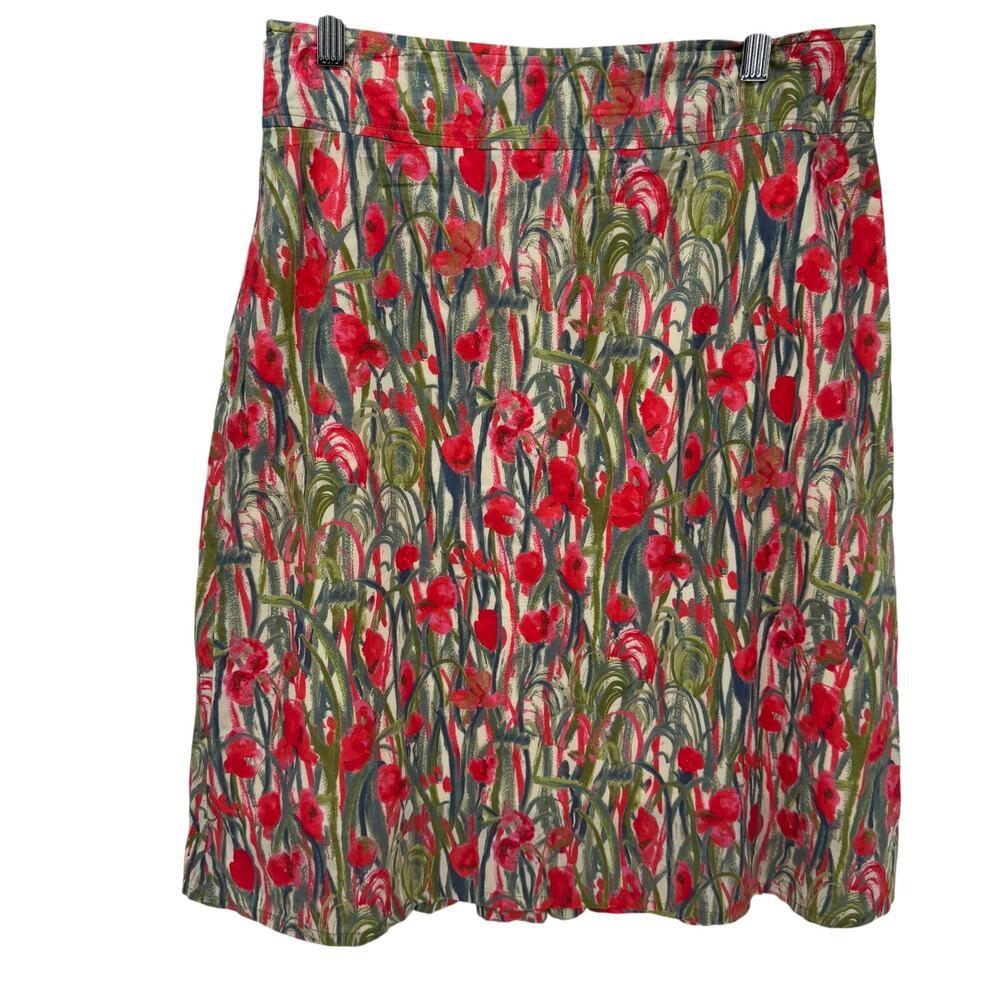 Ellen Eisemann Skirt Womens 6 Eu 38 (28x24 Actual) Floral Cotton Lined Pleated View 4